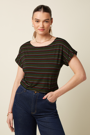 King Louie King Louie - aria top menchini stripe - black