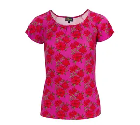 LaLamour LaLamour - butterfly top short sleeve - fuchsia flowers