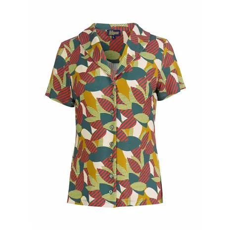 LaLamour LaLamour - iris blouse short sleeve - leave LaLamour LaLamour - iris blouse short sleeve - leave