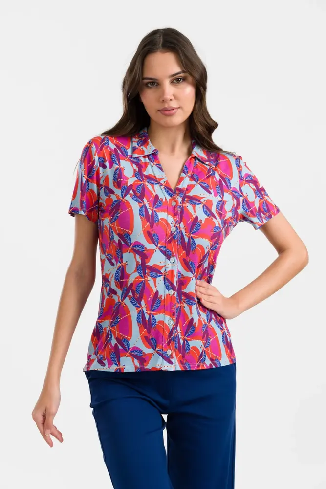 LaLamour LaLamour - lena blouse short sleeve - dragonfly disco