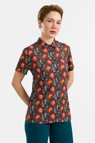 LaLamour LaLamour - sill blouse short sleeve - purple poppy