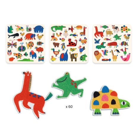 Djeco Djeco - vilten stickers - dieren overal