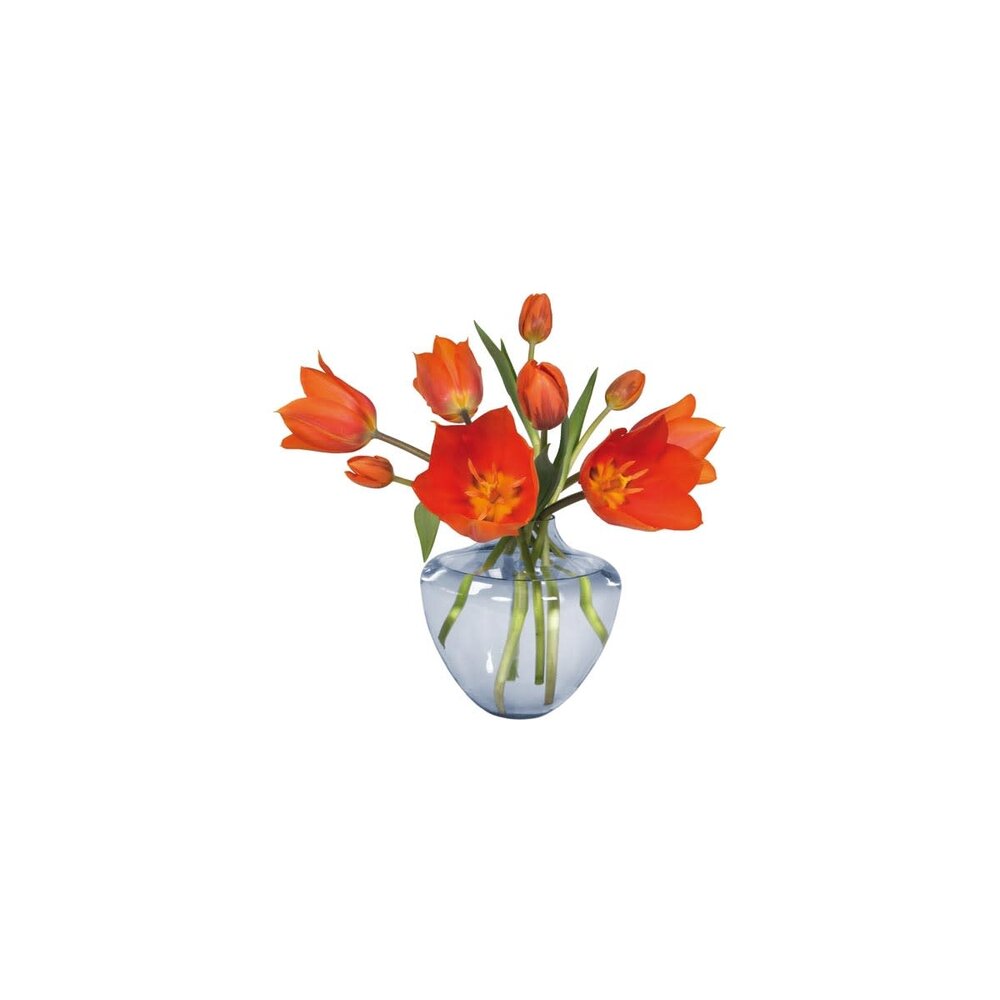 Flatflowers Flat flowers - ansichtkaart raamsticker - tulp oranje blauwe vaas (15 x 15 cm)