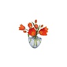Flatflowers Flat flowers - ansichtkaart raamsticker - tulp oranje blauwe vaas (15 x 15 cm)