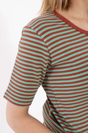 Danefae Danefae - danerolemodel ribbing tee - faded mint/chili