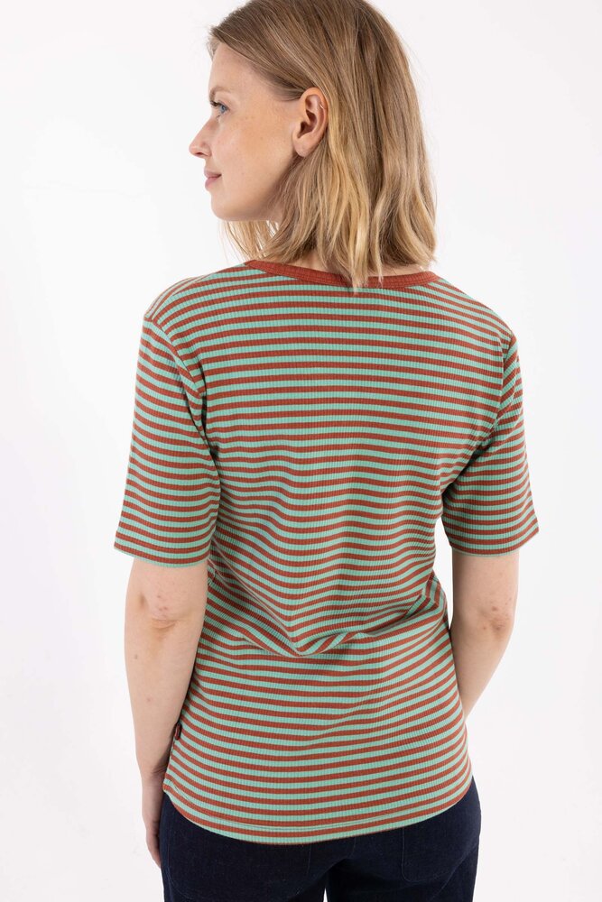Danefae Danefae - danerolemodel ribbing tee - faded mint/chili