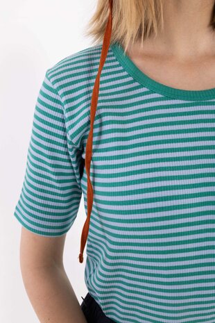 Danefae Danefae - danerolemodel ribbing tee - cold sky/teal lake