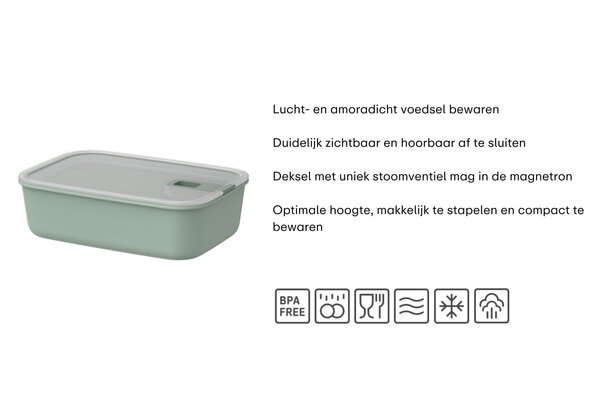 Mepal Mepal - vershoudddoos easyclip 2.0 glas 2250 ml - nordic sage Mepal Mepal - vershoudddoos easyclip 2.0 glas 2250 ml - nordic sage