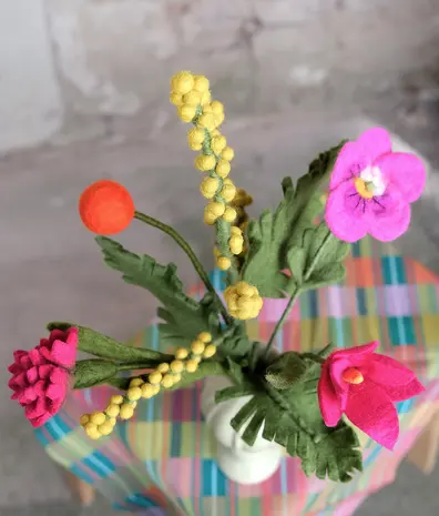 Vilt boeket Vilten boeket - moederdag (incl. vaasje)