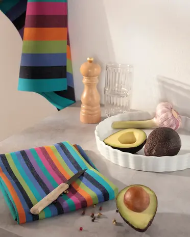 Cawö Cawö - theedoek - lifestyle stripes donker (50x70 cm)