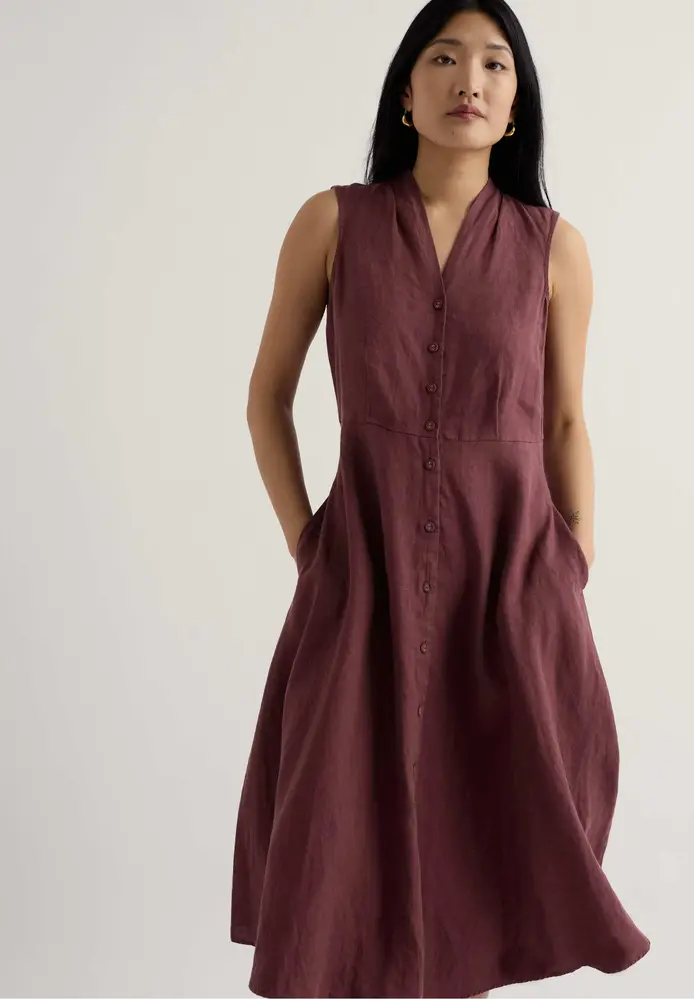 Seasalt Seasalt - sleeveless carved wood dress - cacao Seasalt Seasalt - sleeveless carved wood dress - cacao