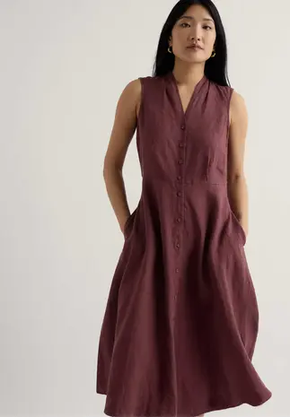 Seasalt Seasalt - sleeveless carved wood dress - cacao Seasalt Seasalt - sleeveless carved wood dress - cacao