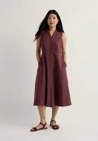 Seasalt Seasalt - sleeveless carved wood dress - cacao Seasalt Seasalt - sleeveless carved wood dress - cacao