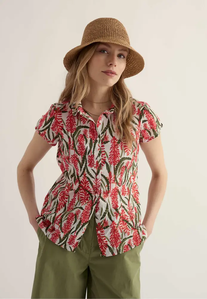 Seasalt Seasalt - rushmaker shirt - red hot poker chalk