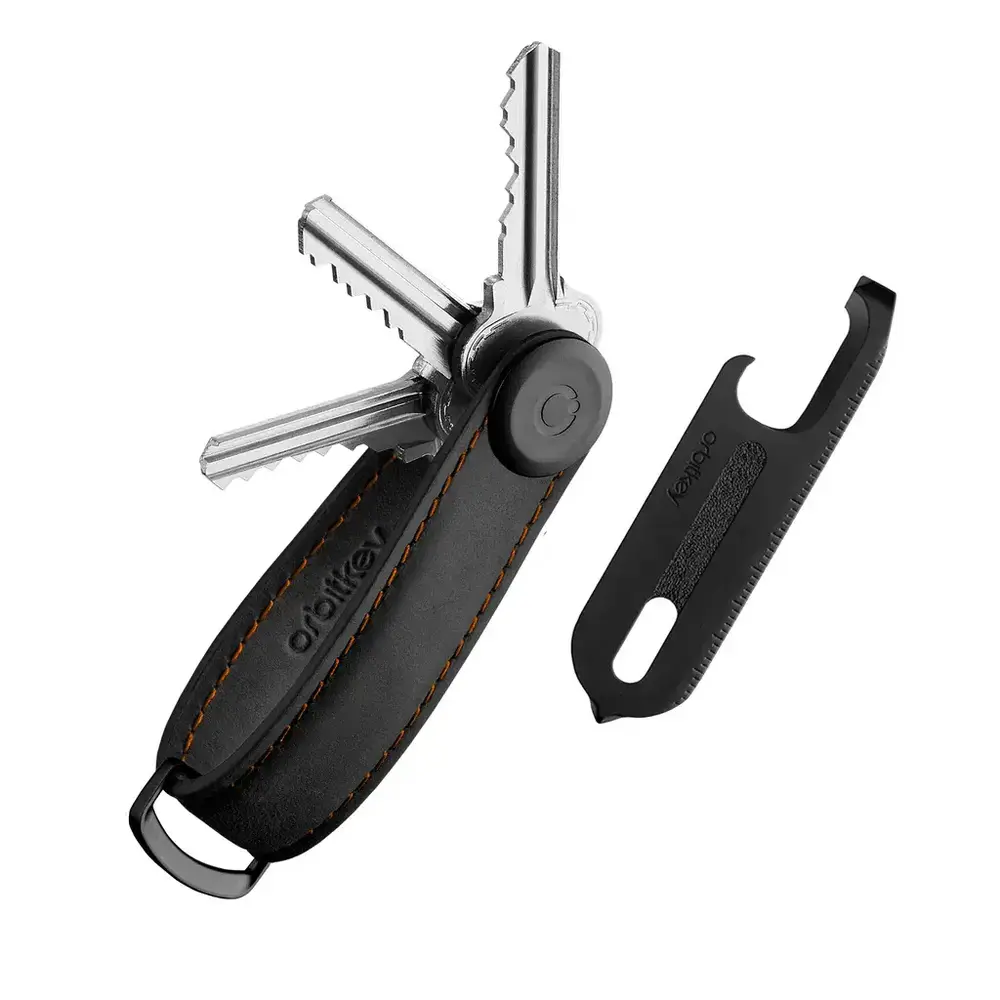 Orbitkey Orbitkey - key organizer - gift set - crazy horse black (orange stitching) Orbitkey Orbitkey - key organizer - gift set - crazy horse black (orange stitching)