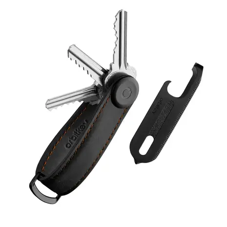 Orbitkey Orbitkey - key organizer - gift set - crazy horse black (orange stitching) Orbitkey Orbitkey - key organizer - gift set - crazy horse black (orange stitching)