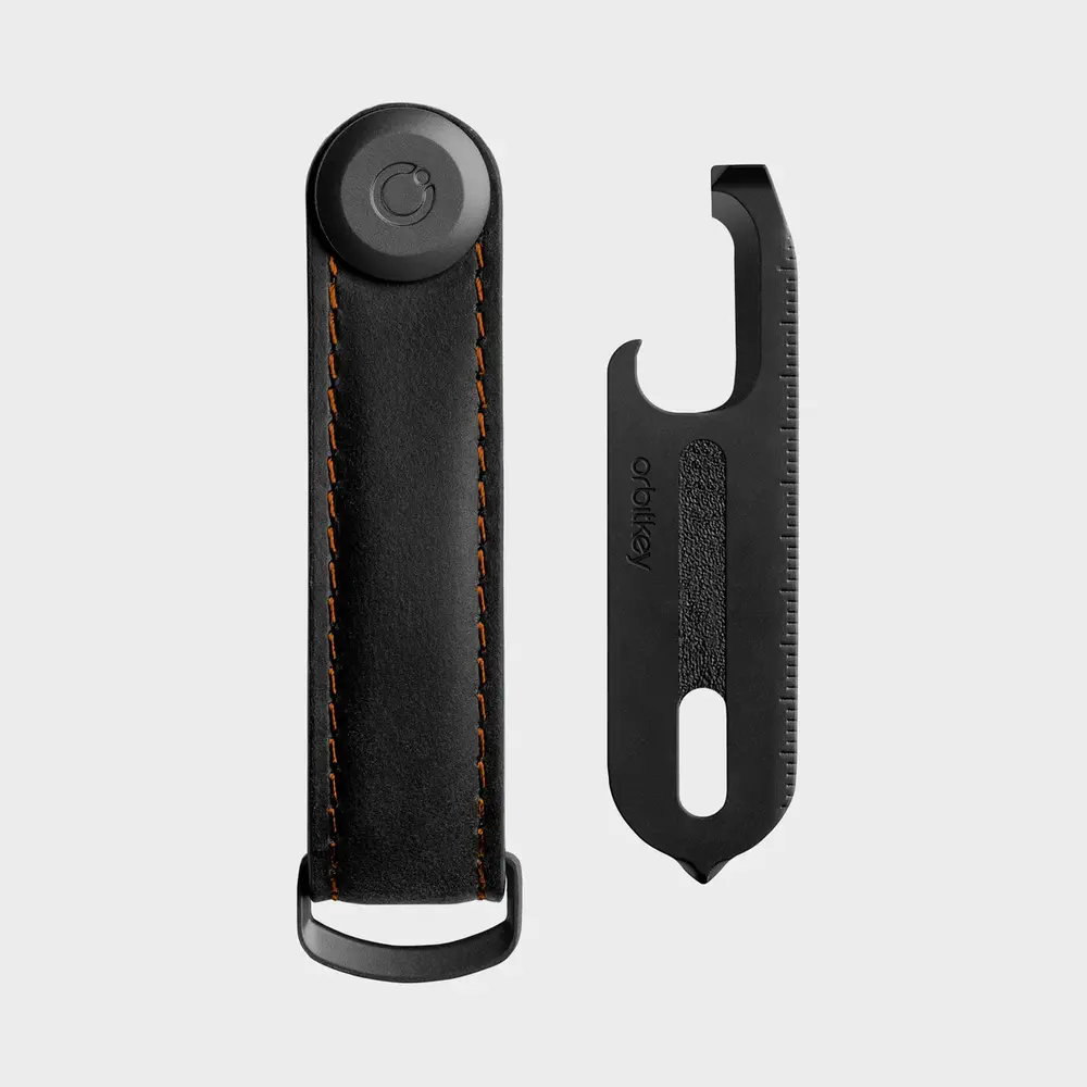 Orbitkey Orbitkey - key organizer - gift set - crazy horse black (orange stitching) Orbitkey Orbitkey - key organizer - gift set - crazy horse black (orange stitching)