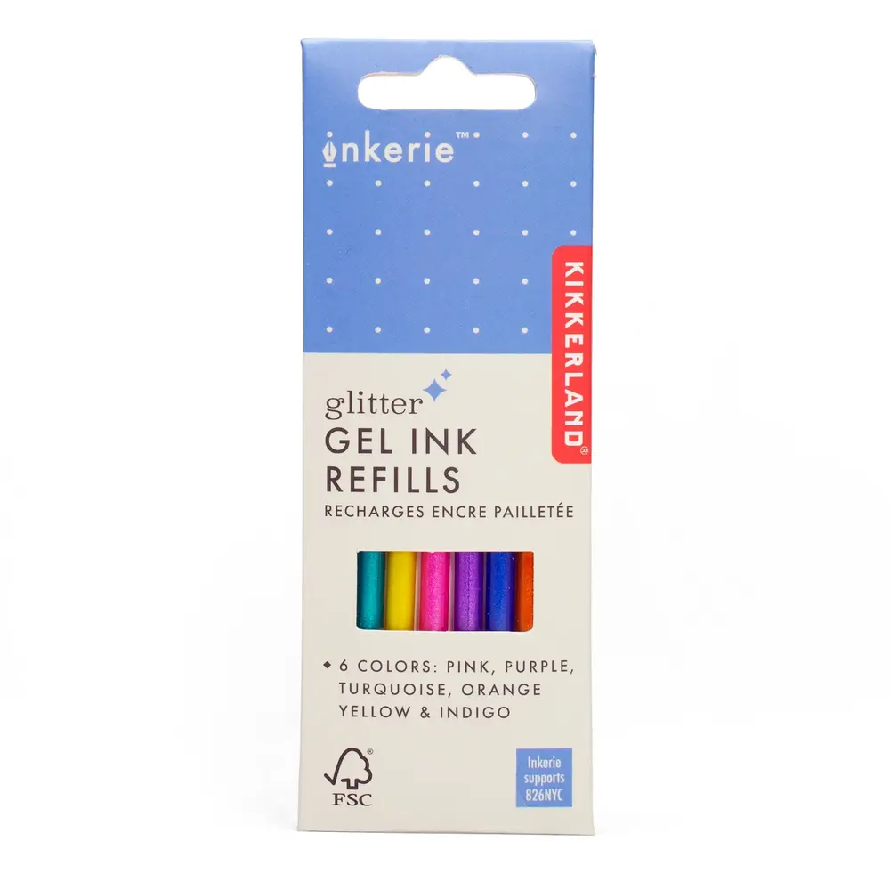 Kikkerland Kikkerland - inkerie - navulling glitter gel pens (set van 6)