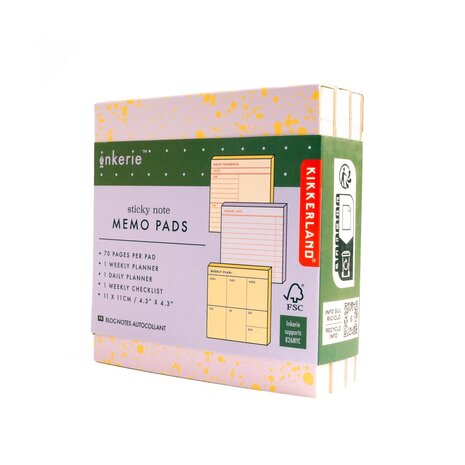Kikkerland Kikkerland - inkerie - sticky note memo pads (set van 3)