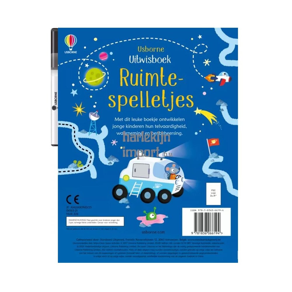 Usborne Uitwisboek - ruimte spelletjes Usborne Uitwisboek - ruimte spelletjes