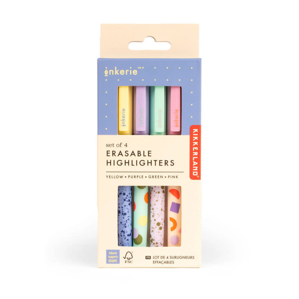 Kikkerland Kikkerland - inkerie - uitwisbare highlighters (set van 4)