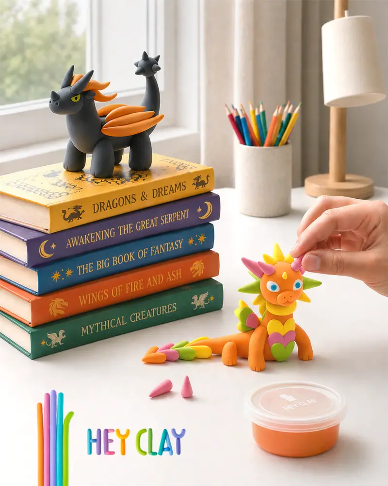 Hey Clay Hey Clay - boetseerklei - dragon island (15 potjes)