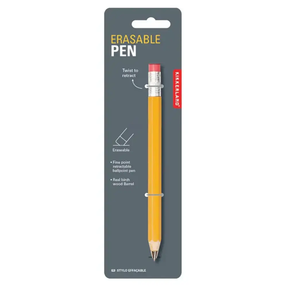 Kikkerland Kikkerland - uitwisbare pen - geel potlood Kikkerland Kikkerland - uitwisbare pen - geel potlood