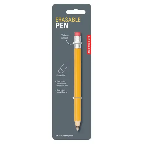 Kikkerland Kikkerland - uitwisbare pen - geel potlood Kikkerland Kikkerland - uitwisbare pen - geel potlood