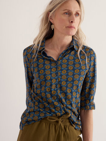 Seasalt Seasalt - 3/4 embrace shirt - marigold sketch marine Seasalt Seasalt - 3/4 embrace shirt - marigold sketch marine