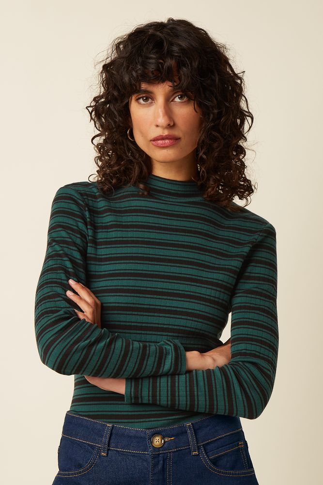 King Louie King Louie - turtle top rae stripe - botanical green King Louie King Louie - turtle top rae stripe - botanical green