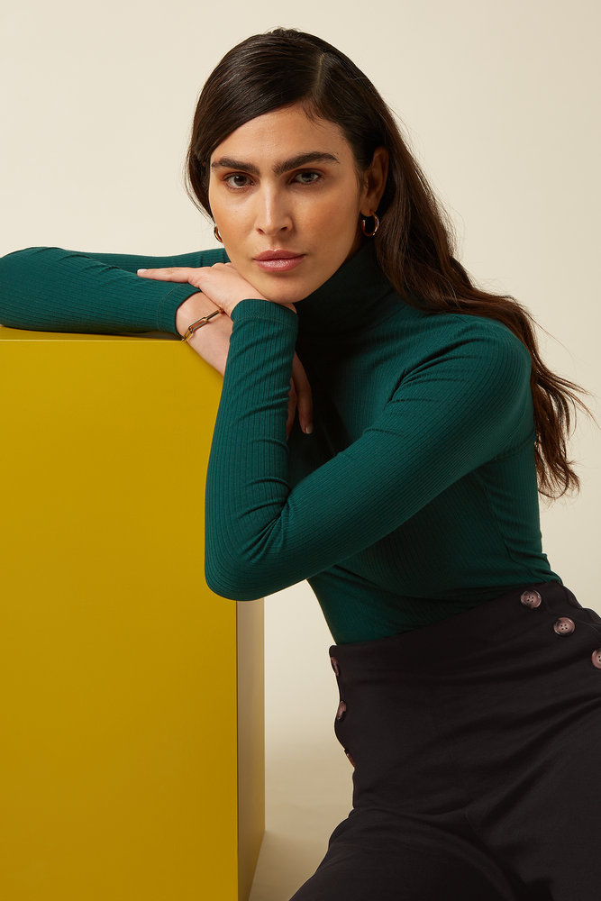 King Louie King Louie - rollneck top uni rib - pine green King Louie King Louie - rollneck top uni rib - pine green