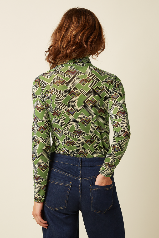 King Louie King Louie - rollneck top leia mesh - posey green King Louie King Louie - rollneck top leia mesh - posey green