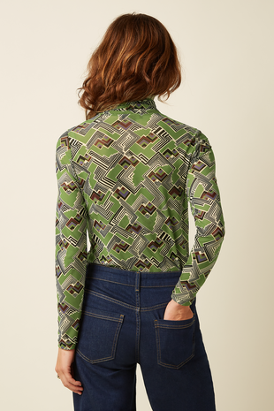 King Louie King Louie - rollneck top leia mesh - posey green King Louie King Louie - rollneck top leia mesh - posey green