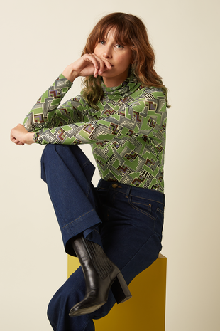 King Louie King Louie - rollneck top leia mesh - posey green King Louie King Louie - rollneck top leia mesh - posey green