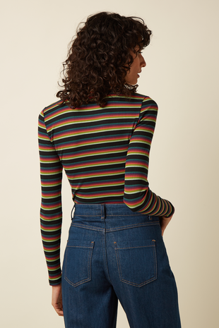 King Louie King Louie - rollneck top lottie stripe - botanical green King Louie King Louie - rollneck top lottie stripe - botanical green