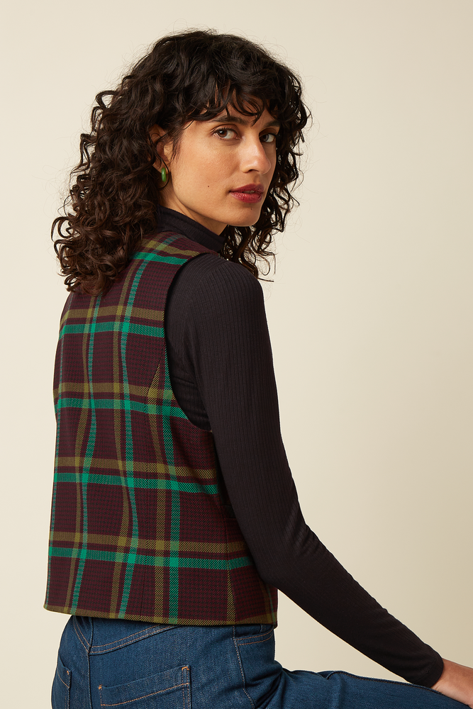 King Louie King Louie - cissy gilet vera check - porto red King Louie King Louie - cissy gilet vera check - porto red