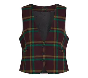 King Louie King Louie - cissy gilet vera check - porto red King Louie King Louie - cissy gilet vera check - porto red