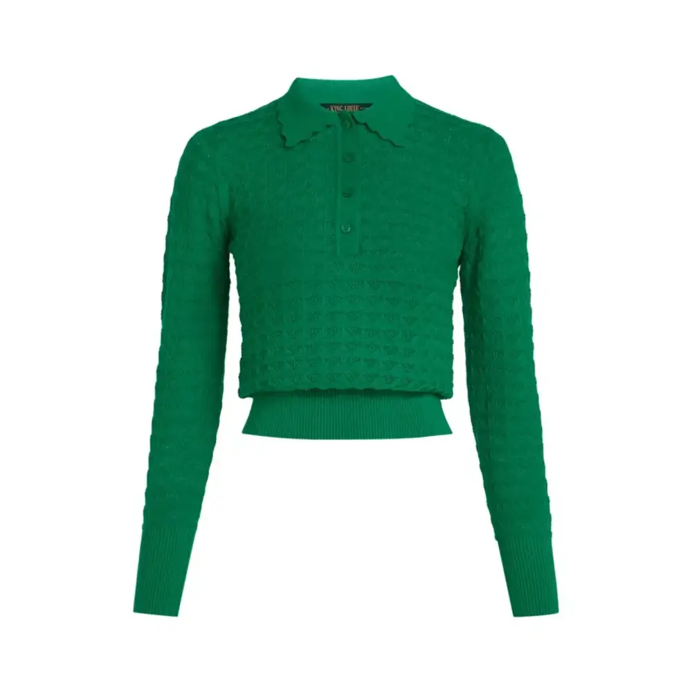 King Louie King Louie - polo top avel knit - meadow green King Louie King Louie - polo top avel knit - meadow green