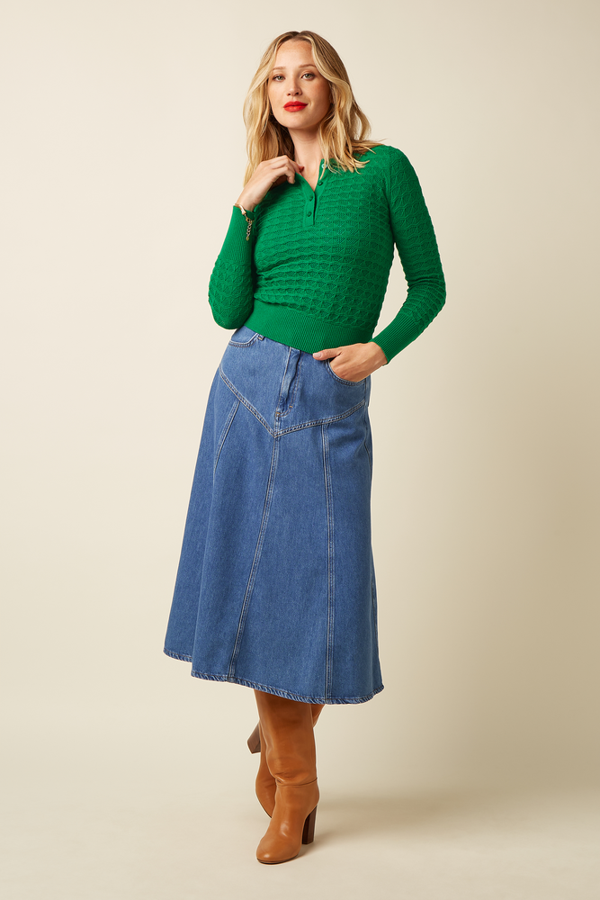 King Louie King Louie - polo top avel knit - meadow green King Louie King Louie - polo top avel knit - meadow green