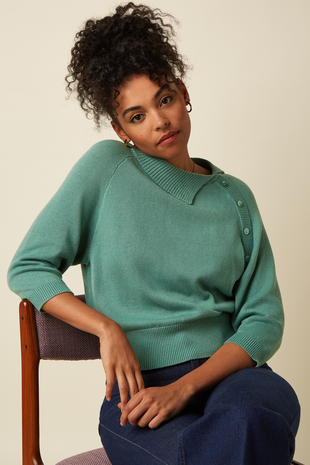 King Louie King Louie - zira knit top bonheur - dusty turquoise King Louie King Louie - zira knit top bonheur - dusty turquoise
