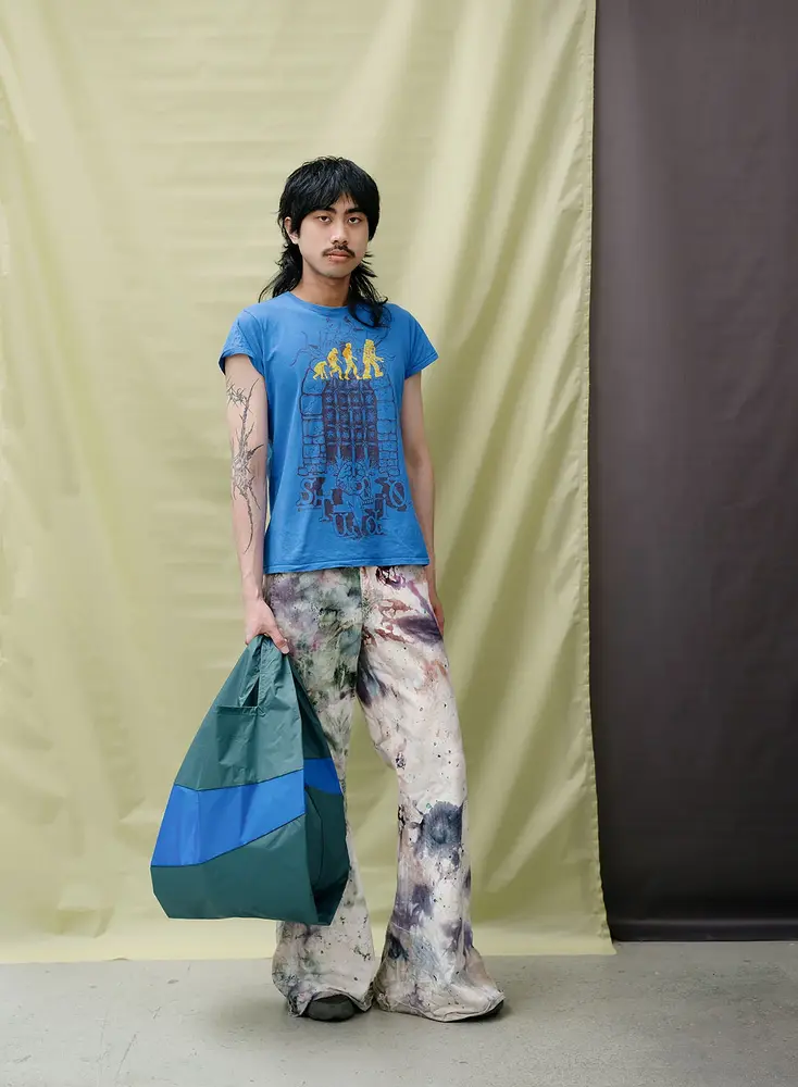 Susan Bijl Susan Bijl - the new shopping bag large - pine & blue Susan Bijl Susan Bijl - the new shopping bag large - pine & blue