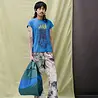 Susan Bijl Susan Bijl - the new shopping bag large - pine & blue Susan Bijl Susan Bijl - the new shopping bag large - pine & blue