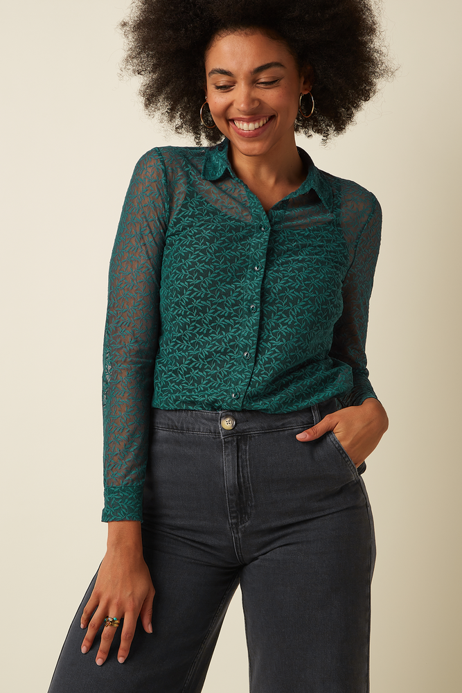 King Louie King Louie - blouse stretch lace - dragonfly green King Louie King Louie - blouse stretch lace - dragonfly green