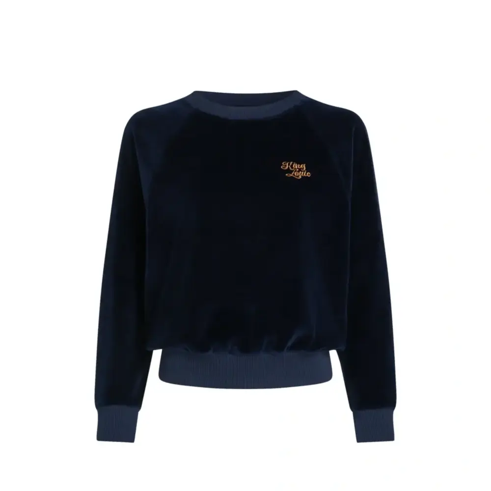 King Louie King Louie - febe sweater baton velvet - sapphire blue King Louie King Louie - febe sweater baton velvet - sapphire blue