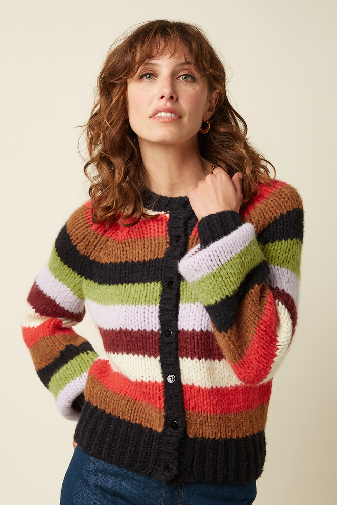 King Louie King Louie - raglan cardi campo knit stripe - multi color