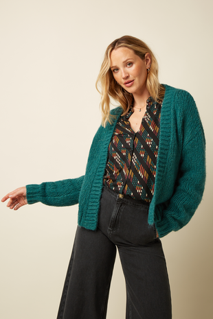 King Louie King Louie - cardi oversize short campo knit - antique green King Louie King Louie - cardi oversize short campo knit - antique green