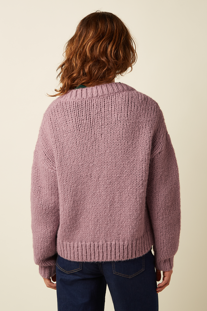 King Louie King Louie - cardi oversize short campo knit - mauve pink