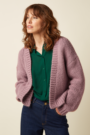 King Louie King Louie - cardi oversize short campo knit - mauve pink