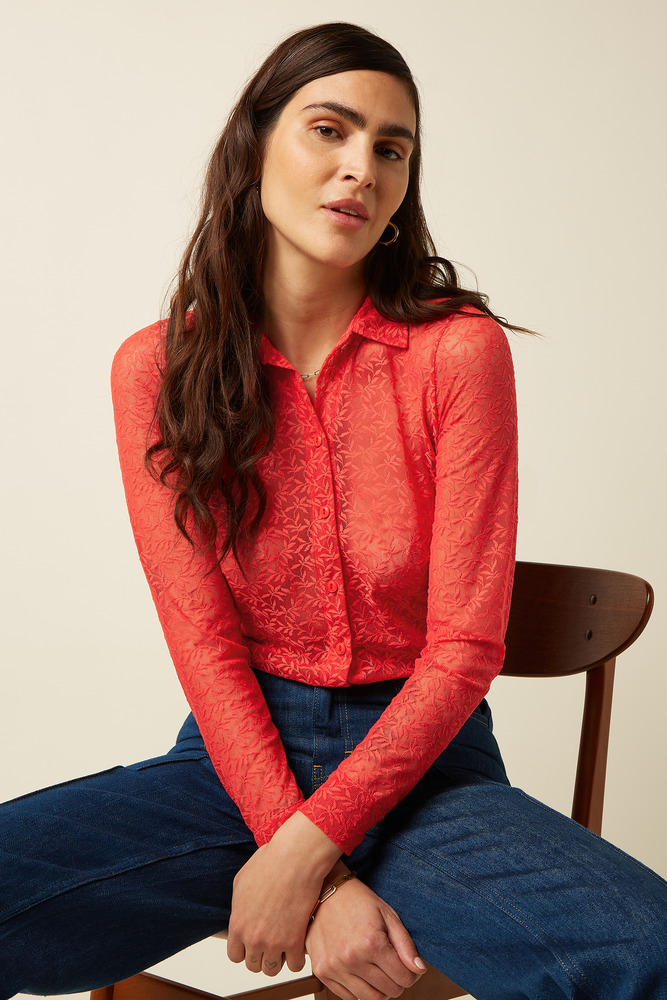 King Louie King Louie - blouse stretch lace - fire red