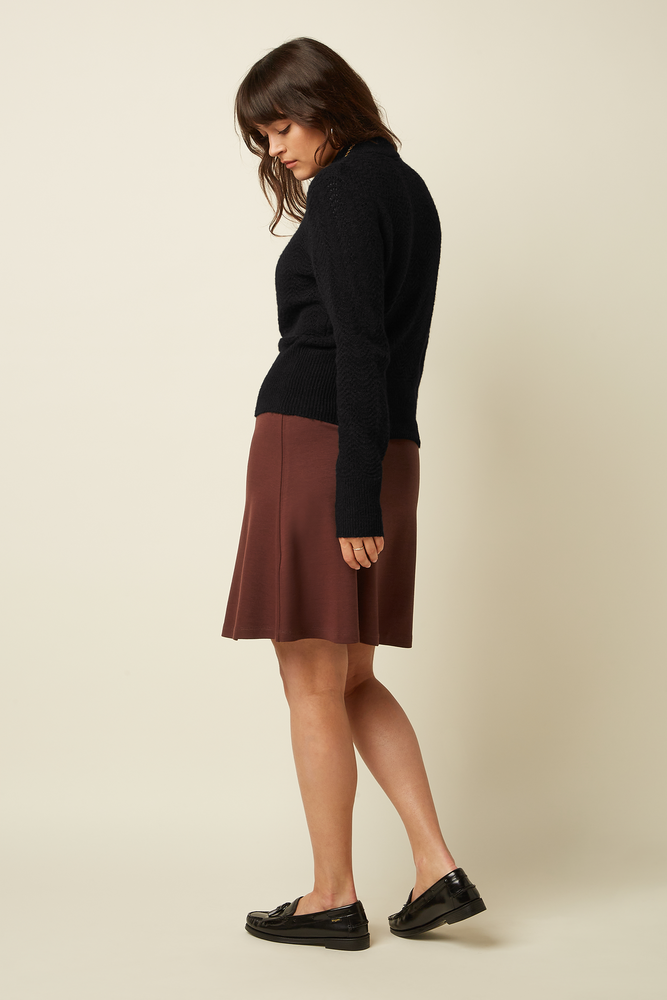 King Louie King Louie - border skirt milano uni - rum brown King Louie King Louie - border skirt milano uni - rum brown